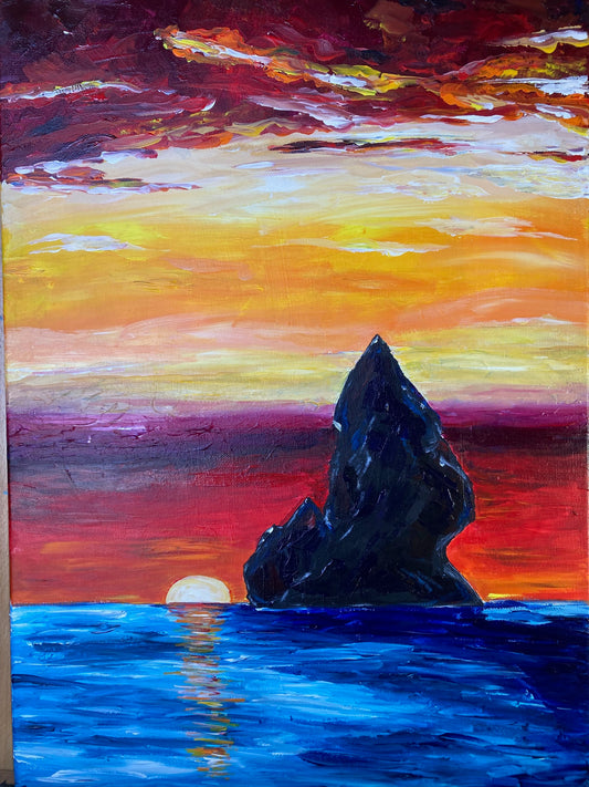 Broad Haven South Church Rock at Sunset