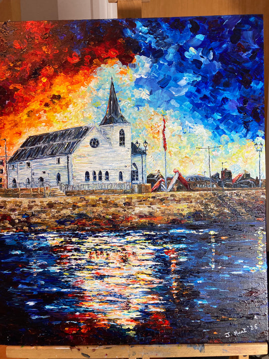 Norwegian Church At Sunset, Cardiff Bay