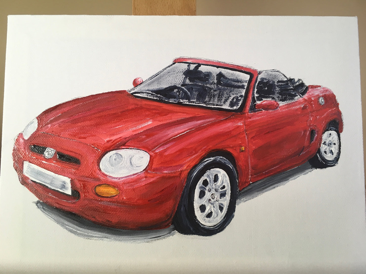 MG F (mark 2) in Red - acrylic painting on stretched Canvas