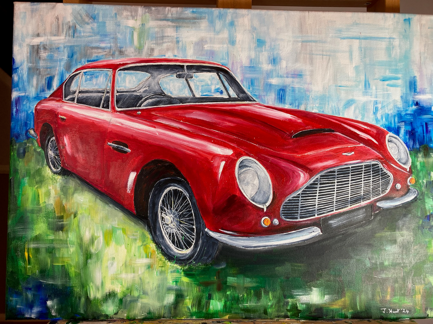 Classic Aston Martin DB5 Original Painting - Stretched Box Canvas