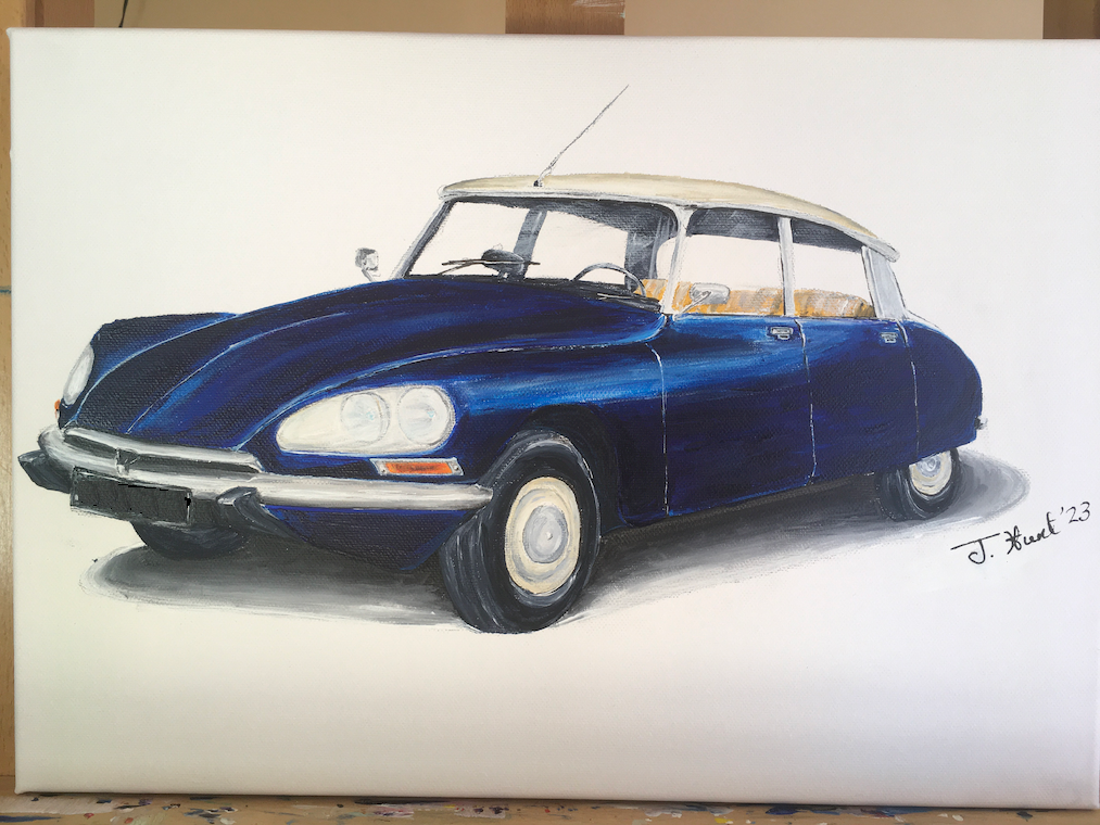 Citroen DS in Blue - acrylics on stretched Canvas - not available