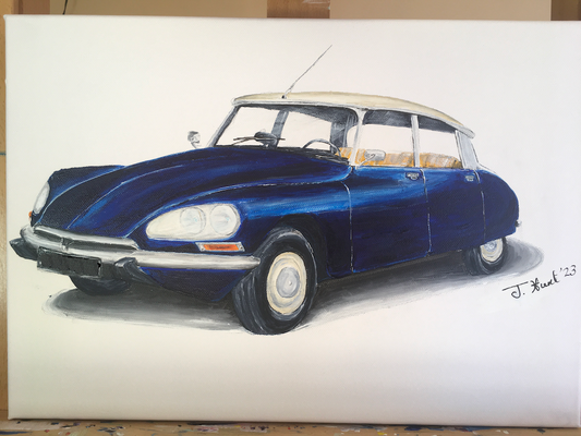 Citroen DS in Blue - acrylics on stretched Canvas - not available
