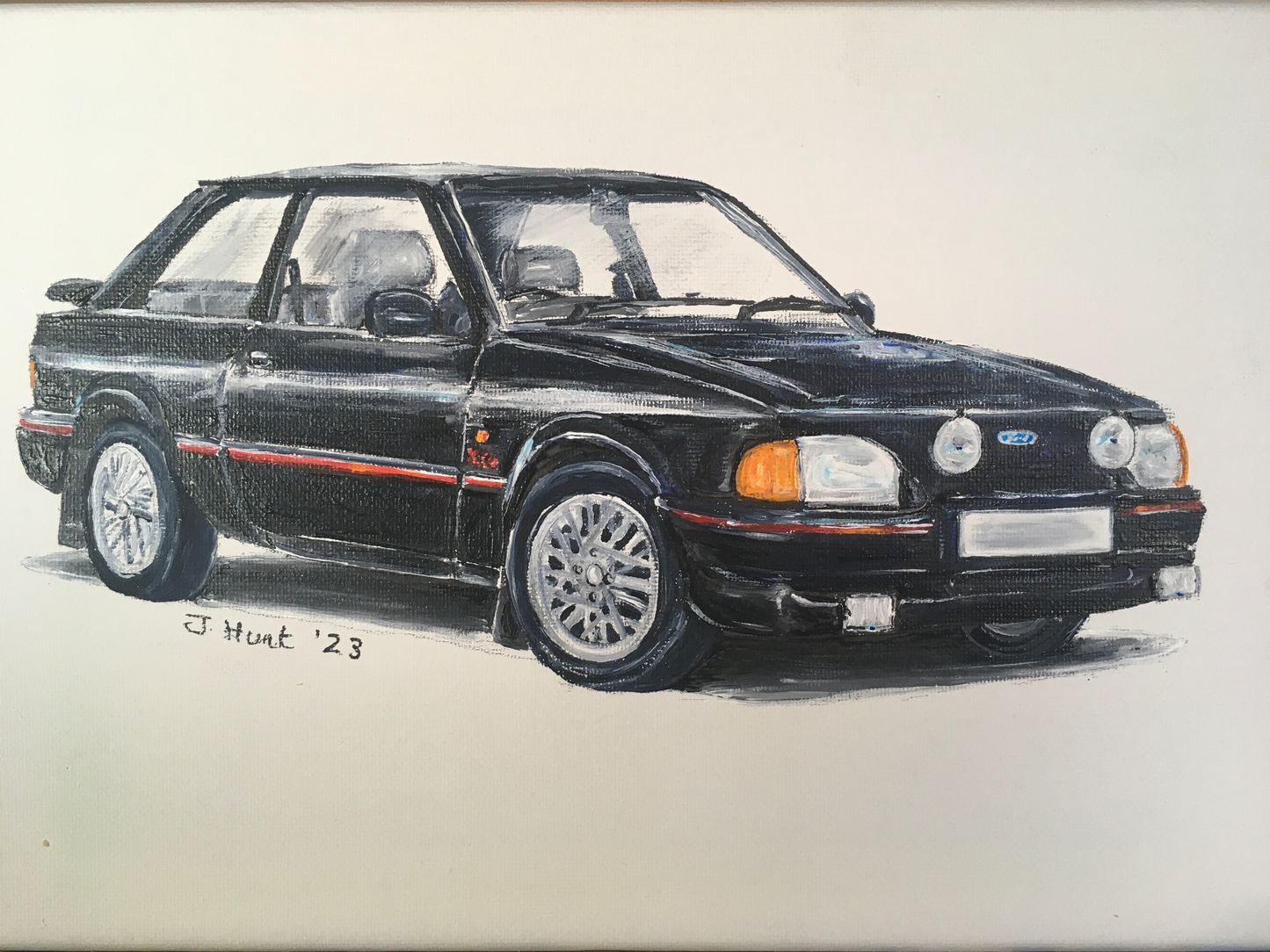 Ford Escort XR3i in Black - acrylics on stretched Canvas