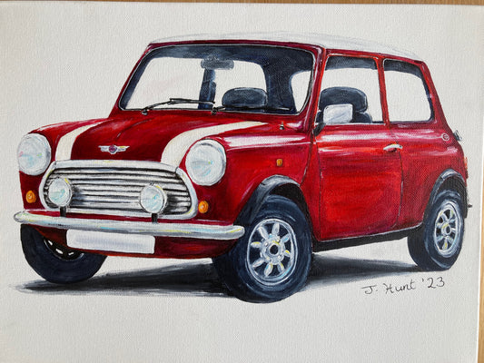 Classic Mini Cooper S - acrylic painting on stretched Canvas