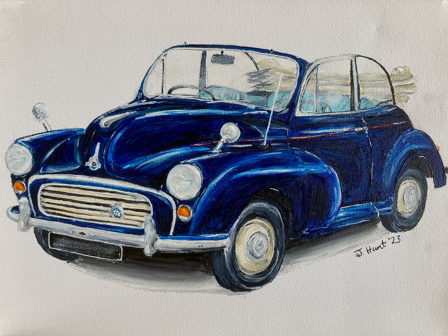 Classic Morris Minor Convertible - Acrylics on Stretched Canvas