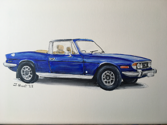 Triumph Stag in Blue - original painting in acrylics on stretched Canvas