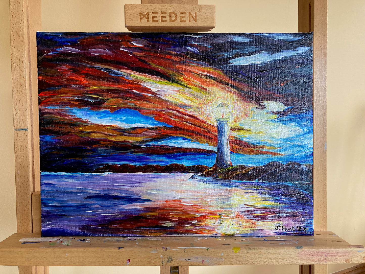 Distant lighthouse Acrylic Painting - A3 size