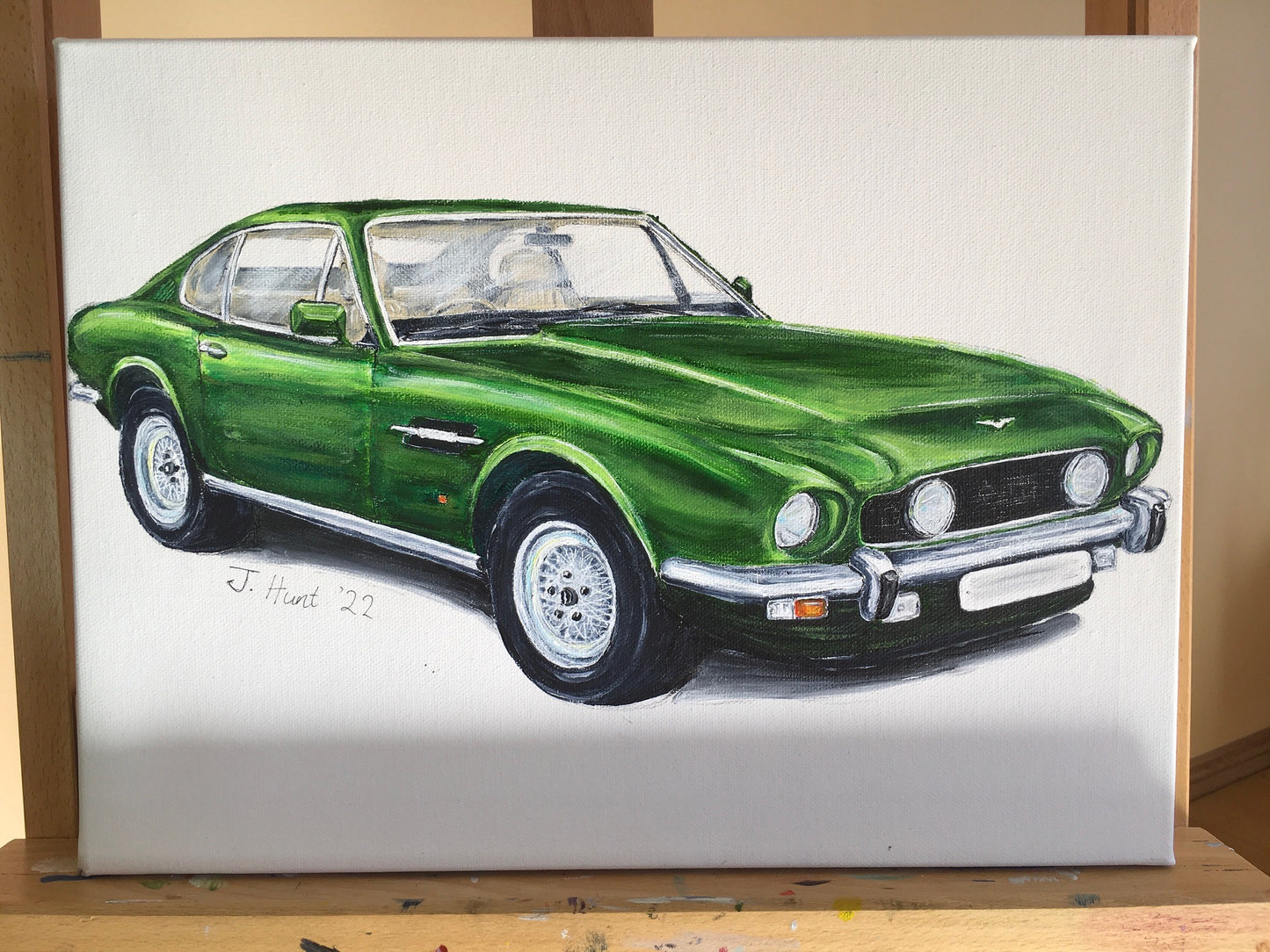 Aston Martin V8 in Green Original Acrylic Painting