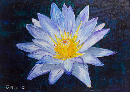 Original Blue Flower Painting - A3 Size