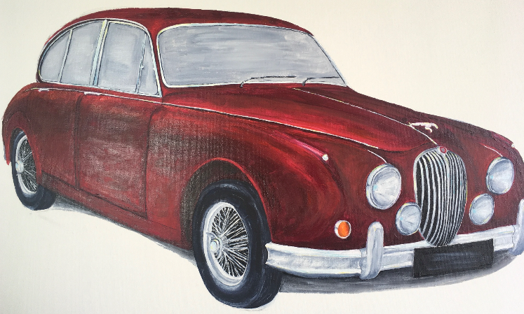 Classic Jaguar Mark 2 Original Large Acrylic Painting