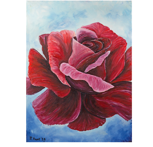 Original Acrylic Painting of a Red Rose - A3 size