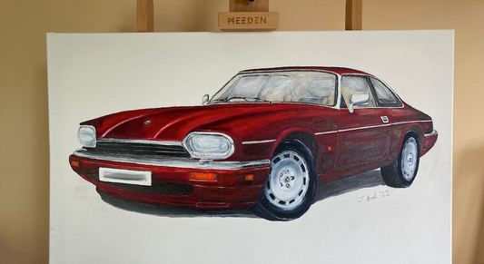 Classic Jaguar XJS Celebration Original Painting - A1 Size Stretched Box Canvas