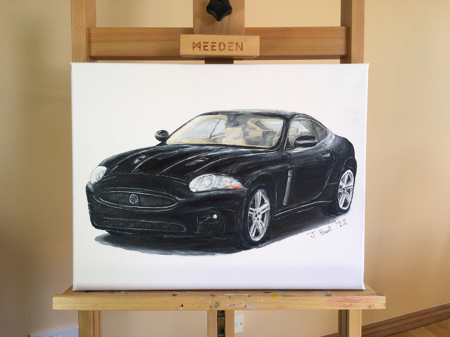 Jaguar XK (X150) in Black Original Acrylic Painting