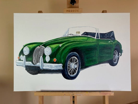 Classic Jaguar XK150, Original Large Acrylic Painting